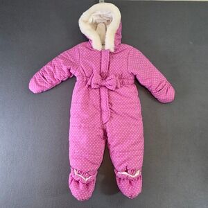 First Impressions Pink Polka Dot Hooded Pram Suit 6-9 Months Baby Girl Bunting